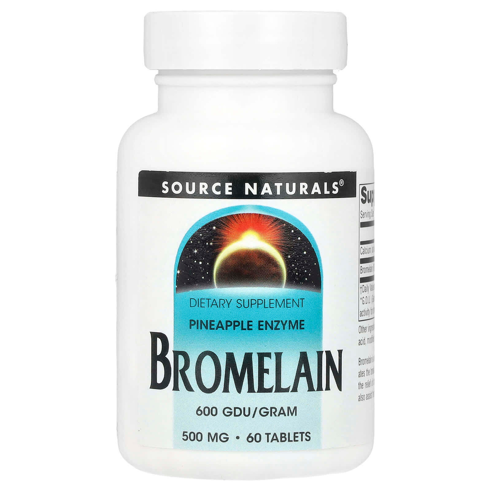 Source Naturals, Бромелаин 600 ГДУ / грамм, 500 мг, 60 таблеток
