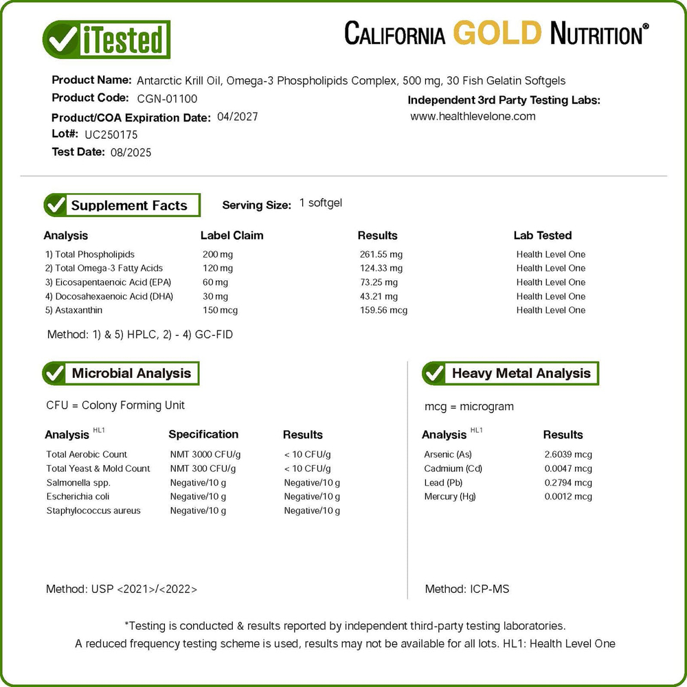 California Gold Nutrition, масло антарктического криля, комплекс фосфолипидов из омега-3 с ЭПК, ДГК и астаксантином, натуральный вкус клубники и лимона, 500 мг, 30 капсул из рыбьего желатина