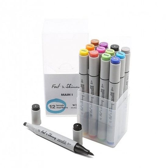 Набор Fat&Skinny brush-маркеров 12шт МAIN 1