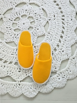 Тапочки трикотажные махровые желтые