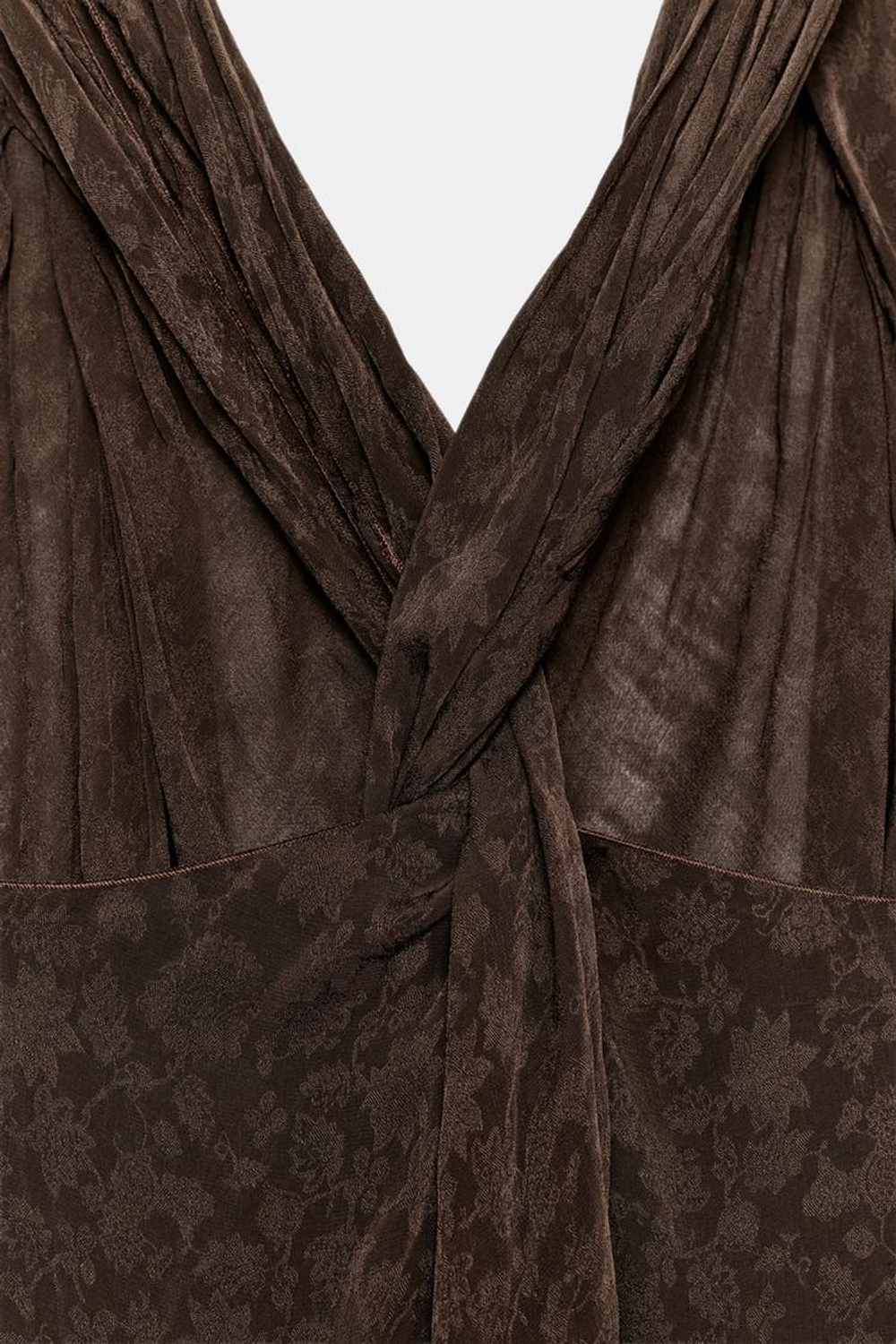 ZARA ЖАККАРДОВОЕ ПЛАТЬЕ МИДИ — ZW COLLECTION, ШОКОЛАДНЫЙ