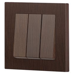 Выключатель Intro Accent 6-106-10 тройной, 10А-250В, IP20, СУ, AL/CU, венге