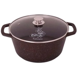 Кастрюля 6,5л «Мраморная»(кофейный мрамор) со стеклянной крышкой кмк652а