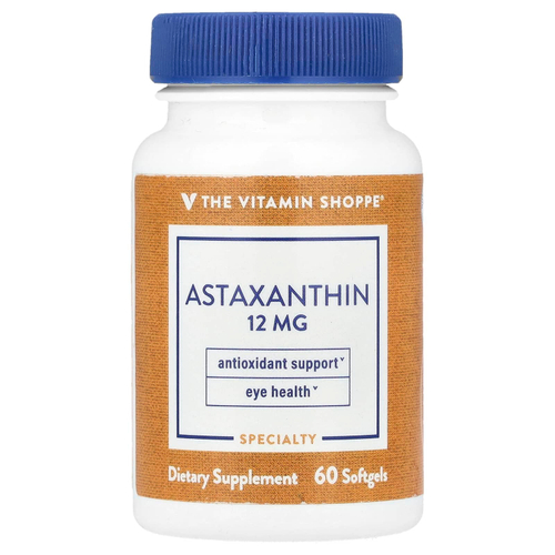 The Vitamin Shoppe, астаксантин, 12 мг, 60 мягких таблеток