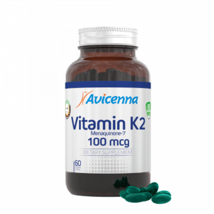 Avicenna® Vitamin K2 МК-7, Витамин К2 для правильного усвоения кальция и укрепления костной ткани, 60 капсул.