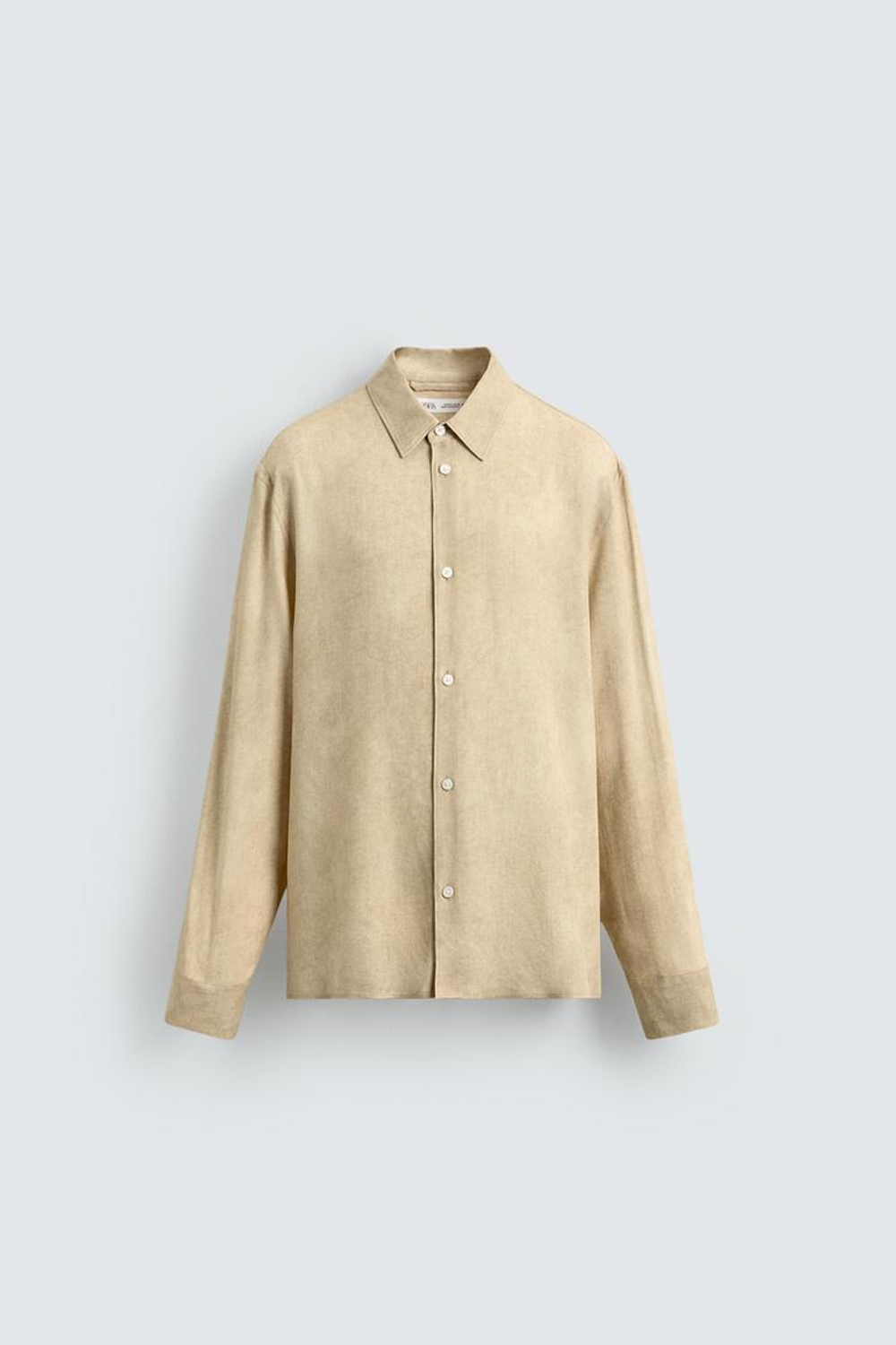 ZARА РУБАШКА ИЗ СТРУЯЩЕЙСЯ ВИСКОЗЫ, БЕЖЕВЫЙ