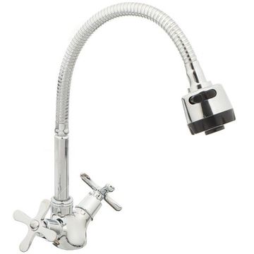 Смеситель кухня FRUD R-43601 елочка 1/2 м/к гиб.нос, 2 режима , на гайке