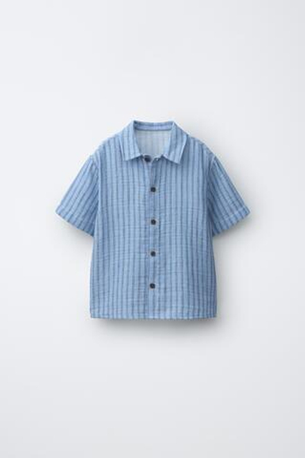 ZARA РУБАШКА В ПОЛОСКУ, СИНИЙ