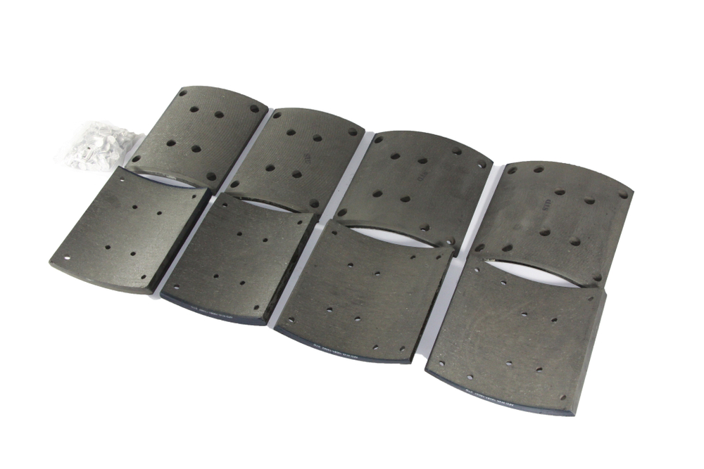 Рем. комплект тормозных накладок на ось: автобус НЕФАЗ, КАМАЗ китайский мост Shaanxi Hande Axle Co.Ltd HD90129008055 (52990000017-52) (Сверл./расточен./ ширина 220мм./  к-т 4длин+4кор шт./WVA 19581/19582 DZ90129348013, DZ90129348012, HDZ450-023TR) AFD