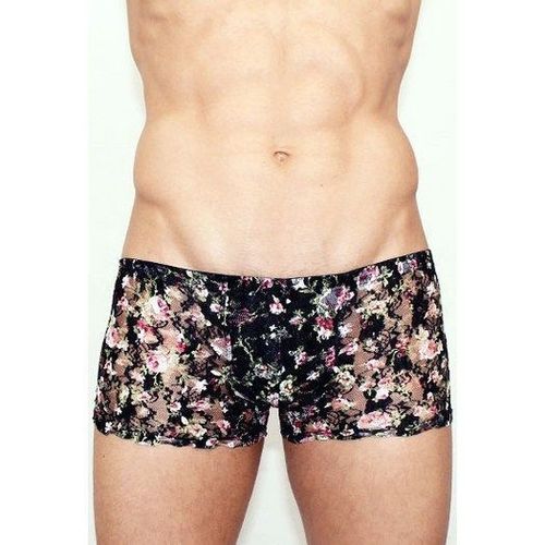 Мужские трусы боксеры черные в сеточку Romeo Rossi Black Boxer RR00220