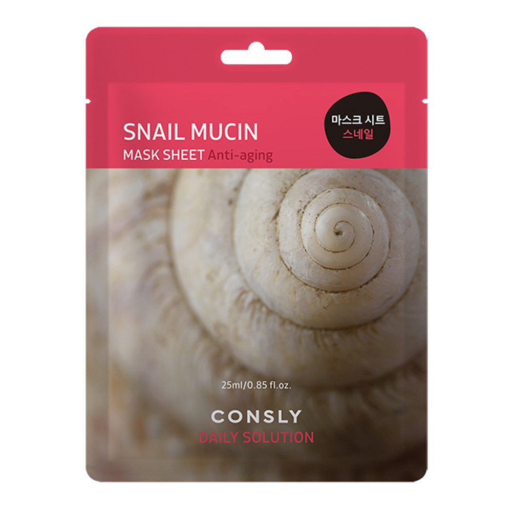 Тканевая маска для лица с Муцином Улитки Consly Daily Solution Snail Mucin Mask Sheet