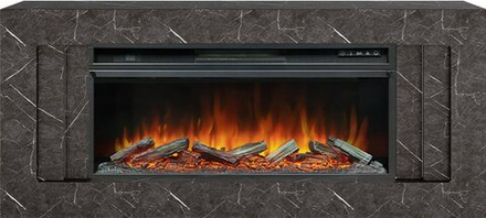 Каминокомплект Line 42 SFT Stone Touch (Разборный) - Серый мрамор с очагом Vision 42 LOG LED