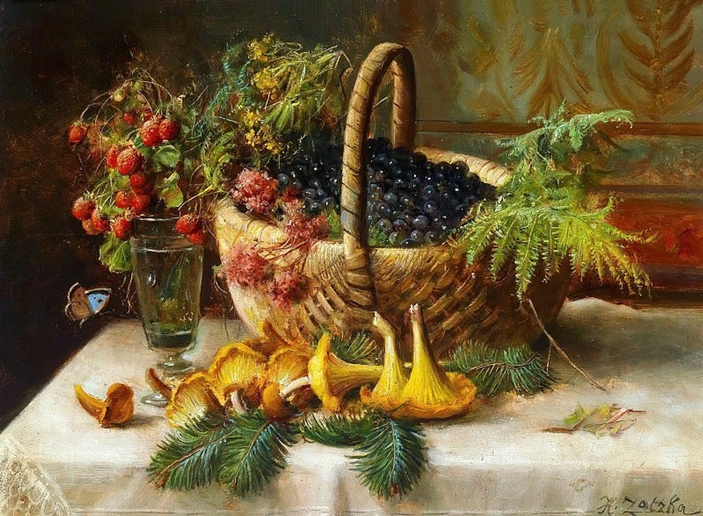 Картина для интерьера "Натюрморт с ягодами и грибами", Зацка, Ханс Настене.рф