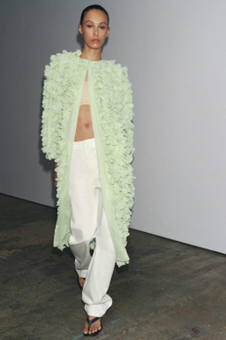 ZARA ПАЛЬТО ИЗ РЕЛЬЕФНОЙ ТКАНИ, МЯТНЫЙ