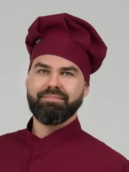 Колпак повара кондитера бордовый "Вишня"