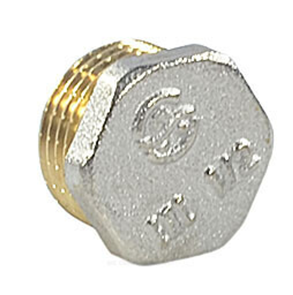 Заглушка латунь никель Ду 32 (1 1/4") НР 9017 ГОСТ 32585-2013 Aquasfera 9017-04