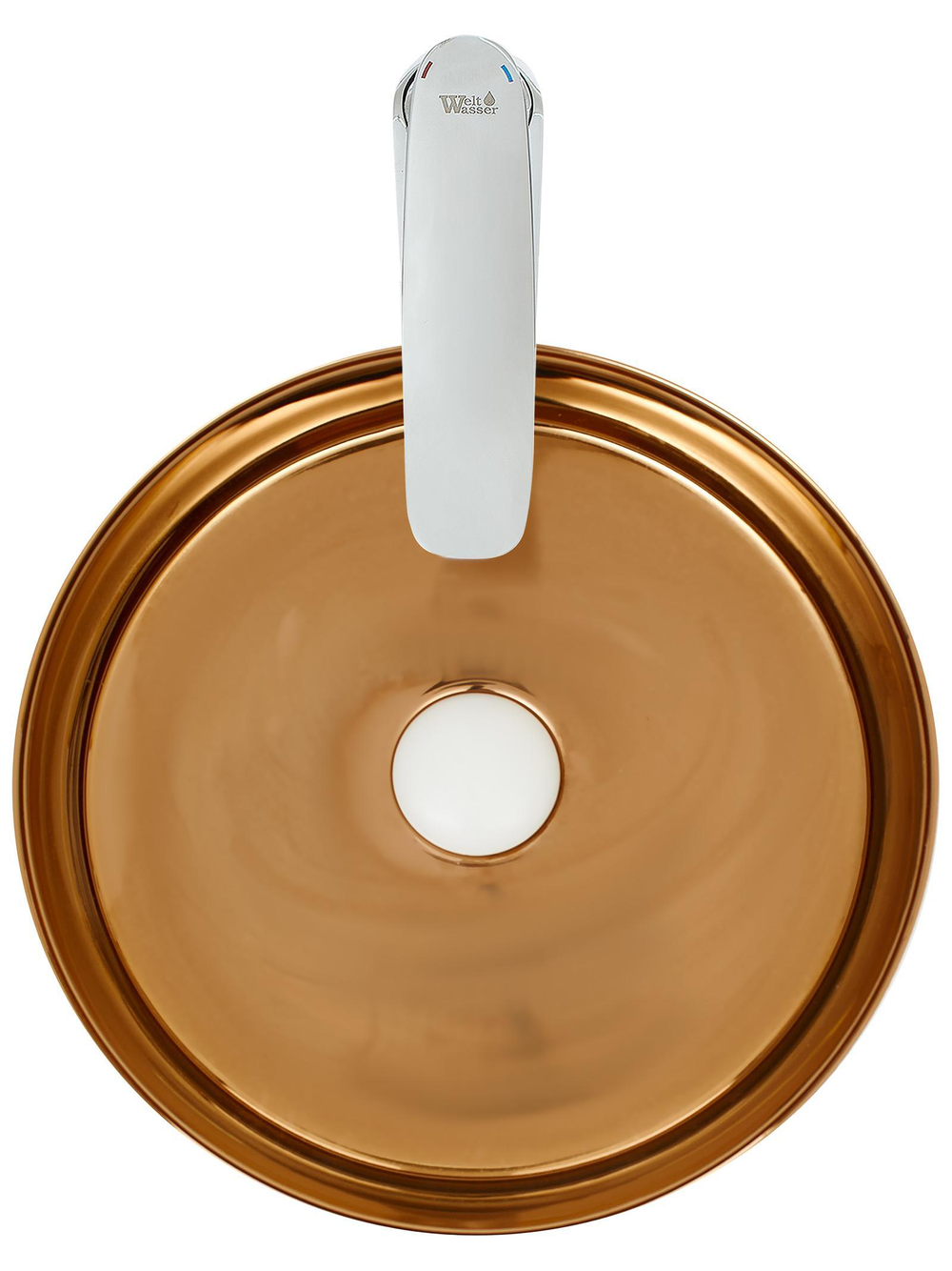 Раковина накладная (белая золотистая) WeltWasser WW  ELBACH 3134 LSWG 355х355х120