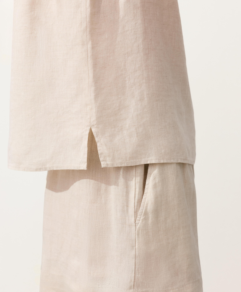 Oysho Топ из 100% льна, песочный меланж