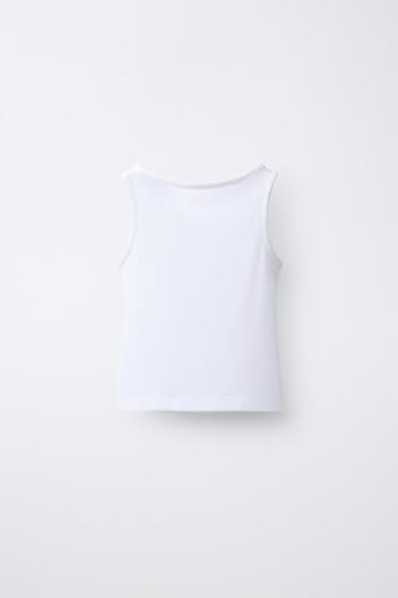 ZARA ОДНОТОННЫЙ ТОП ИЗ МОДАЛА, БЕЛЫЙ