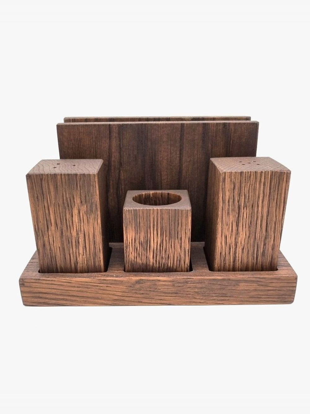 Набор для специй из дуба "Рустик", 3 предмета+салфетница, PPwood