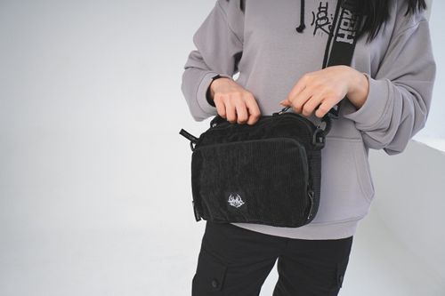 Сумка Hook Шолдербег Грандма Вельвет черная