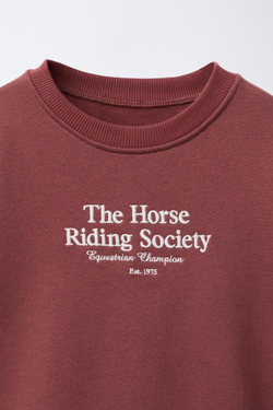 ZARA ТОЛСТОВКА С ВЫШИТОЙ НАДПИСЬЮ, ГРАНАТОВЫЙ