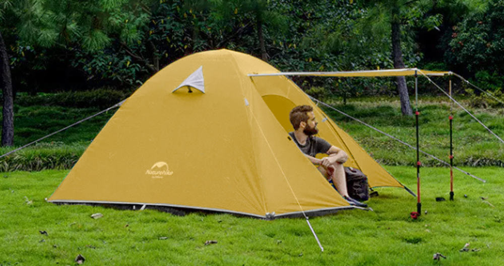 Палатка Naturehike P-Series 4-местная, алюминиевый каркас