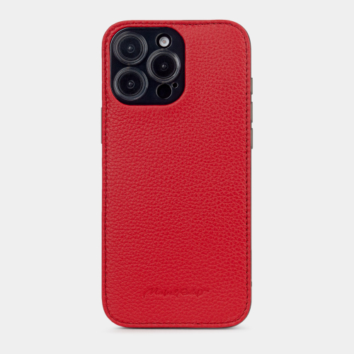 Чехол-накладка кожаная для iPhone 16 Pro Max, теленок красного цвета