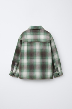 ZARA КУРТКА-РУБАШКА В КЛЕТКУ, ЗЕЛЕНЫЙ