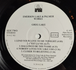 Винтажная виниловая пластинка LP Emerson Lake and Palmer Works (Volume 1) (Germany 1977)