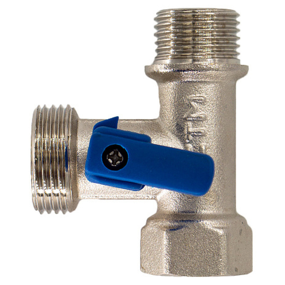 Кран шар. д/быт. прибор. 1/2"х3/4"х1/2" г/ш/ш флажок, никел. CTM CA3N1234