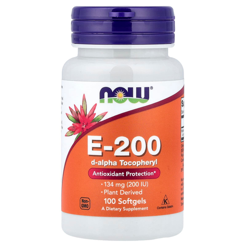 NOW Foods, E-200, 134 мг (200 МЕ), 100 мягких таблеток