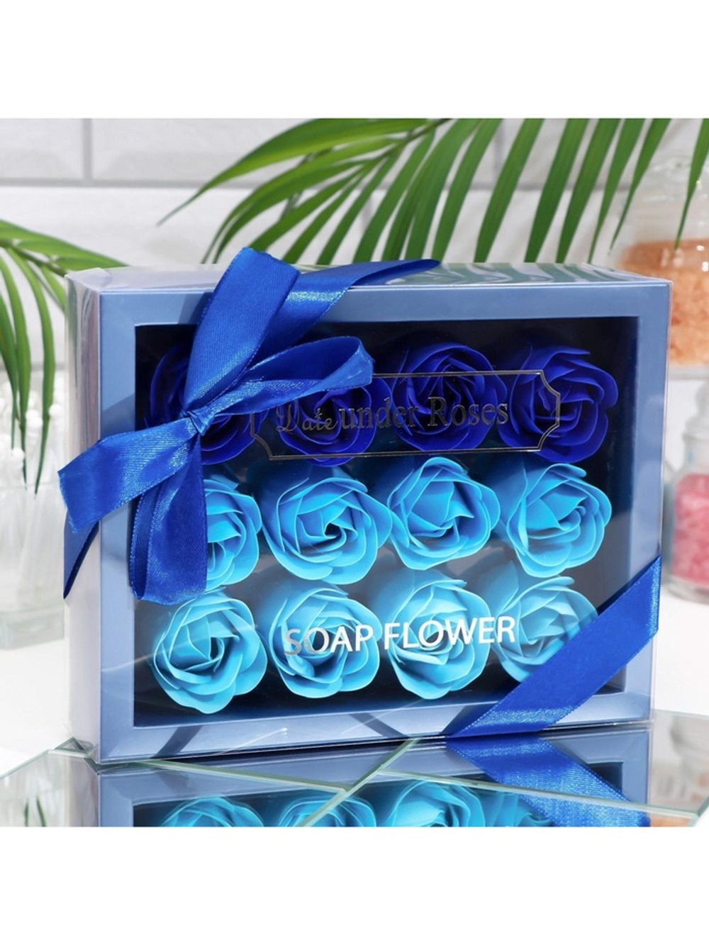 Мыльные розы, синие оттенки, набор 12 шт.