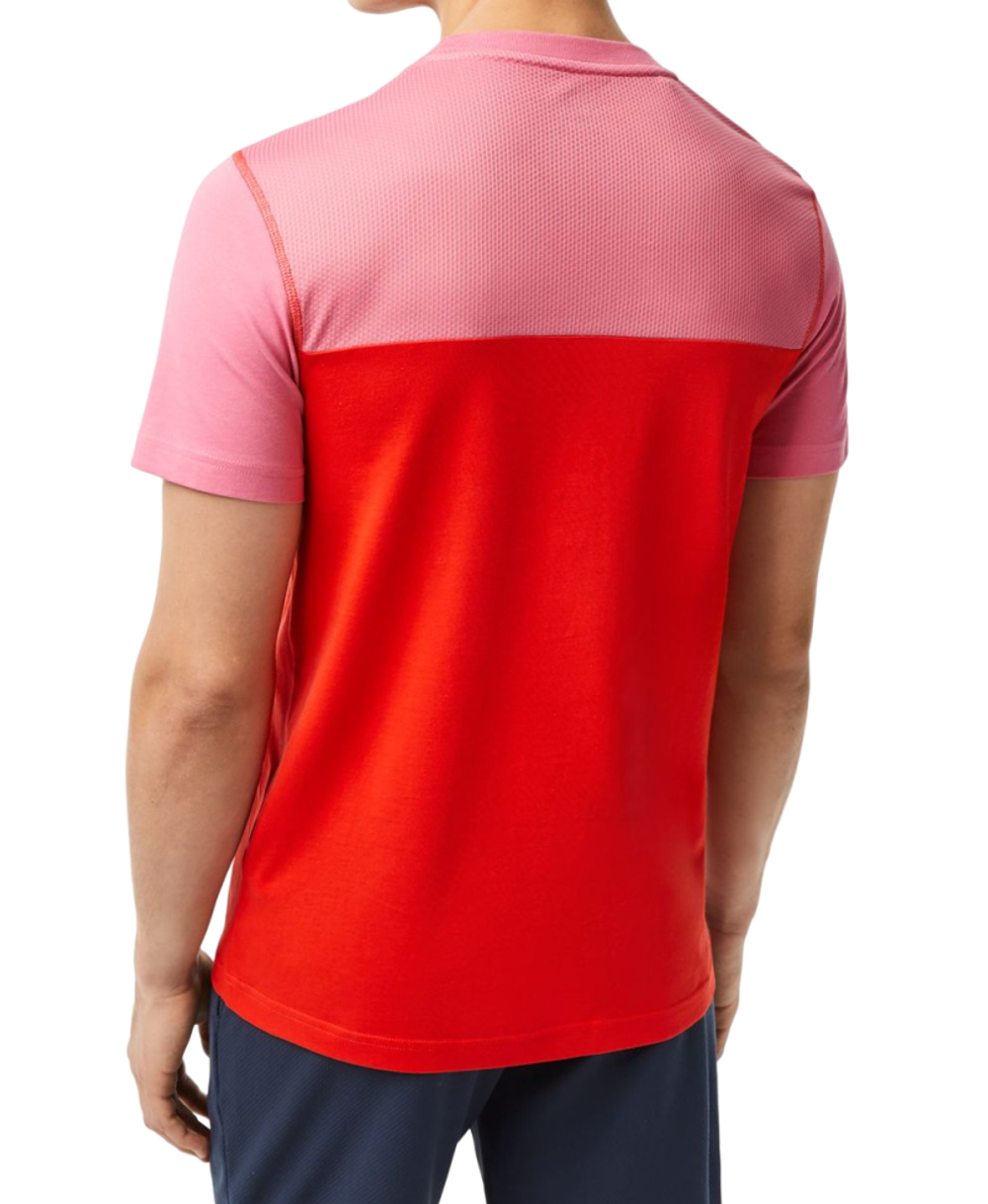 Мужская теннисная футболка Lacoste SPORT x Daniil Medvedev Jersey T-Shirt - pink/red/blue