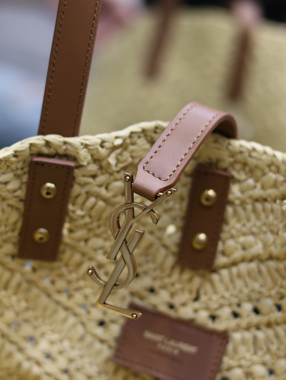 Saint Laurent Panier Small in Raffia