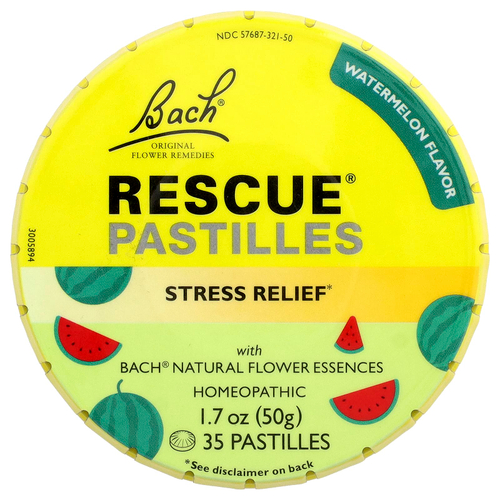 Bach, Rescue® Pastilles, для снятия стресса, арбуз, 35 пастилок, 50 г (1,7 унции)