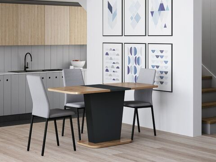 Стол кухонный обеденный раздвижной Дуб Вотан/Графит, МАРСЕЛЬ, 110х68х75,4 см