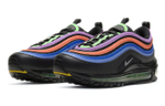 Nike Air Max 97 Black Multi comfortable low-cut casual running shoes women's black rainbow