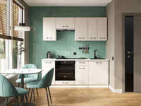 Кухня Индира 2,0 м белый/лофт дюна (столешница мрамор лацио белый)