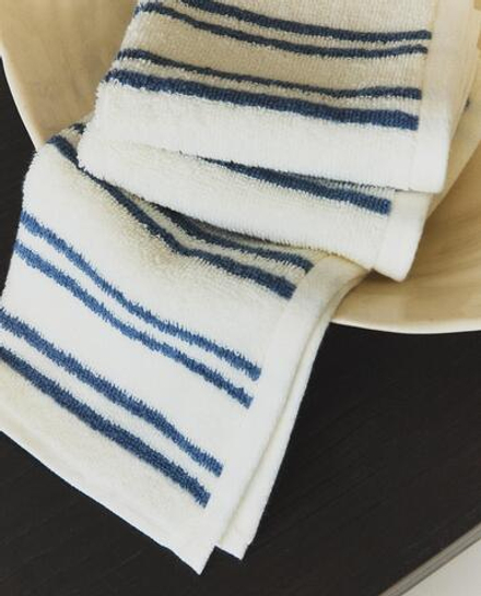 Zara Home Полотенце для лица и рук из хлопка, синий, в полоску, 30x30 см (3 шт.)