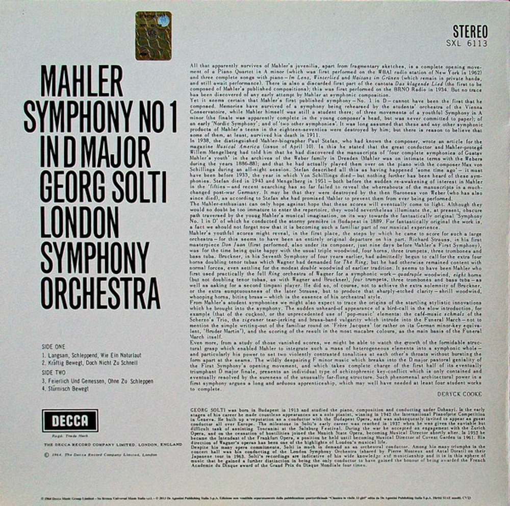 Gustav Mahler, Georg Solti, London Symphony Orchestra  / Symphony No. 1 (LP)