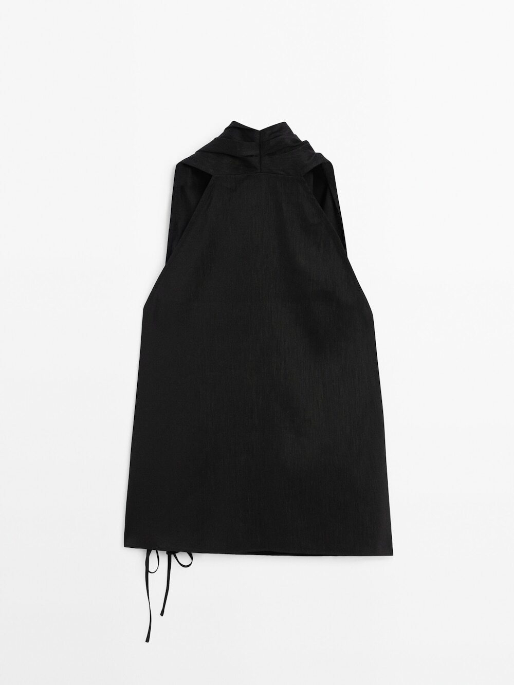 Massimo Dutti Топ из смесового льна с горловиной халтер и завязками, черный