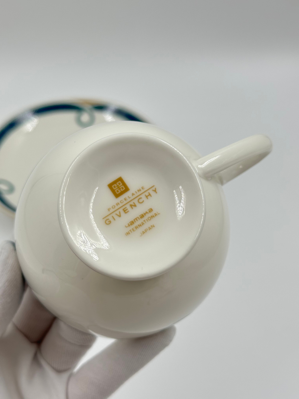 Чайная пара с сине-зелёной каймой Givenchy by Yamaka