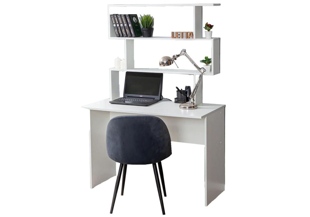 Письменный стол Дижон с надстройкой 110х55х161 белое тиснение