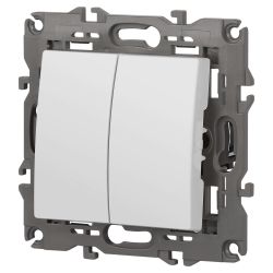 14-1106-01 ЭРА Переключатель двойной, 10АХ-250В, IP20, Эра Elegance, белый | Elegance Белый