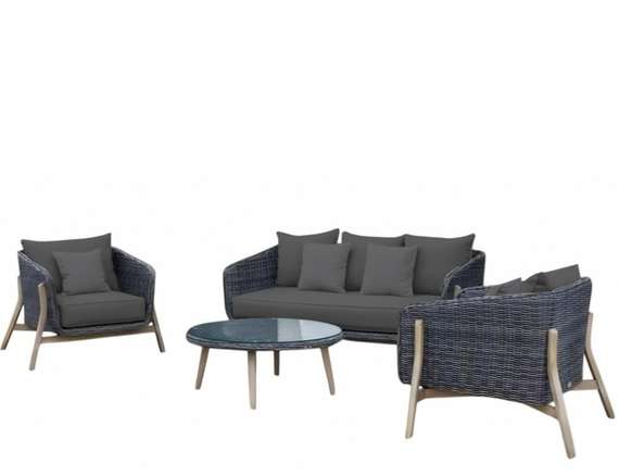 Комплект уличной мебели Jura из массива акации, алюминия и ротанга, серый, антрацит
