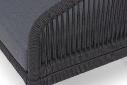 "Канны" лаунж-зона 4-местная (разборная) из роупа со столиком "Диего" цвета "серый гранит", роуп темно-серый круглый, ткань темно-серая