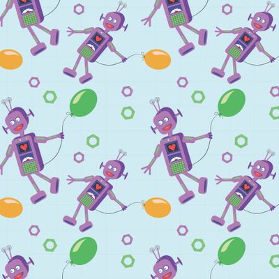 Весёлый робот в фиолетовом.