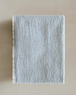 ZARA HOME БАННОЕ ПОЛОТЕНЦЕ С ВАФЕЛЬНЫМ УЗОРОМ, ЭКРЮ/СИНИЙ