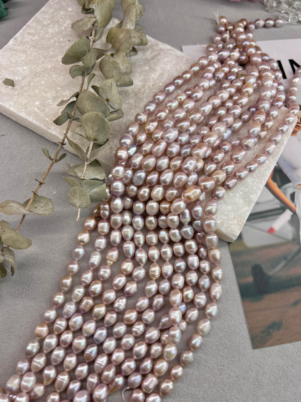 Натуральный барочный жемчуг 7-10 мм, розовый, нить 36 см